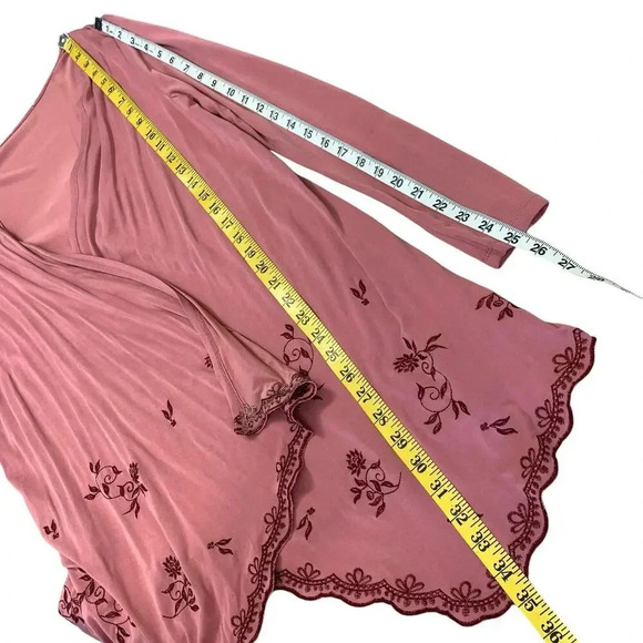 Mi ami Francescas Asymmetrical Embroidered Open Cardigan Tunic Sweater  M Rose - Picture 14 of 16